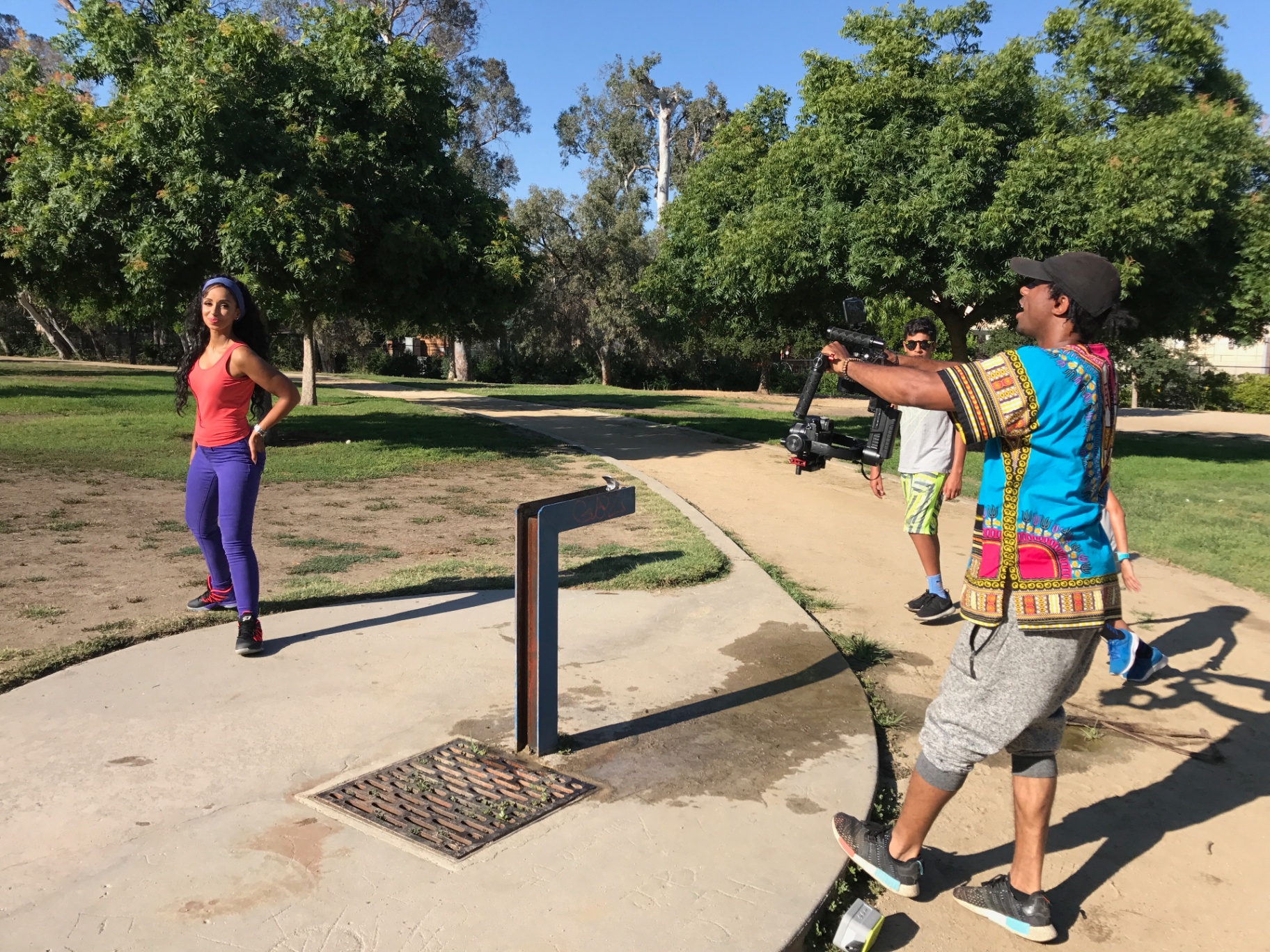 Directing on a park shoot